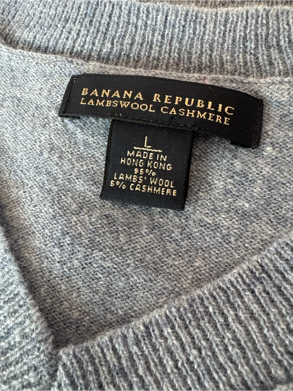 Banana Republic Men's V-Neck Sweater - Slate Blue Vintage Cashmere and Lambswool